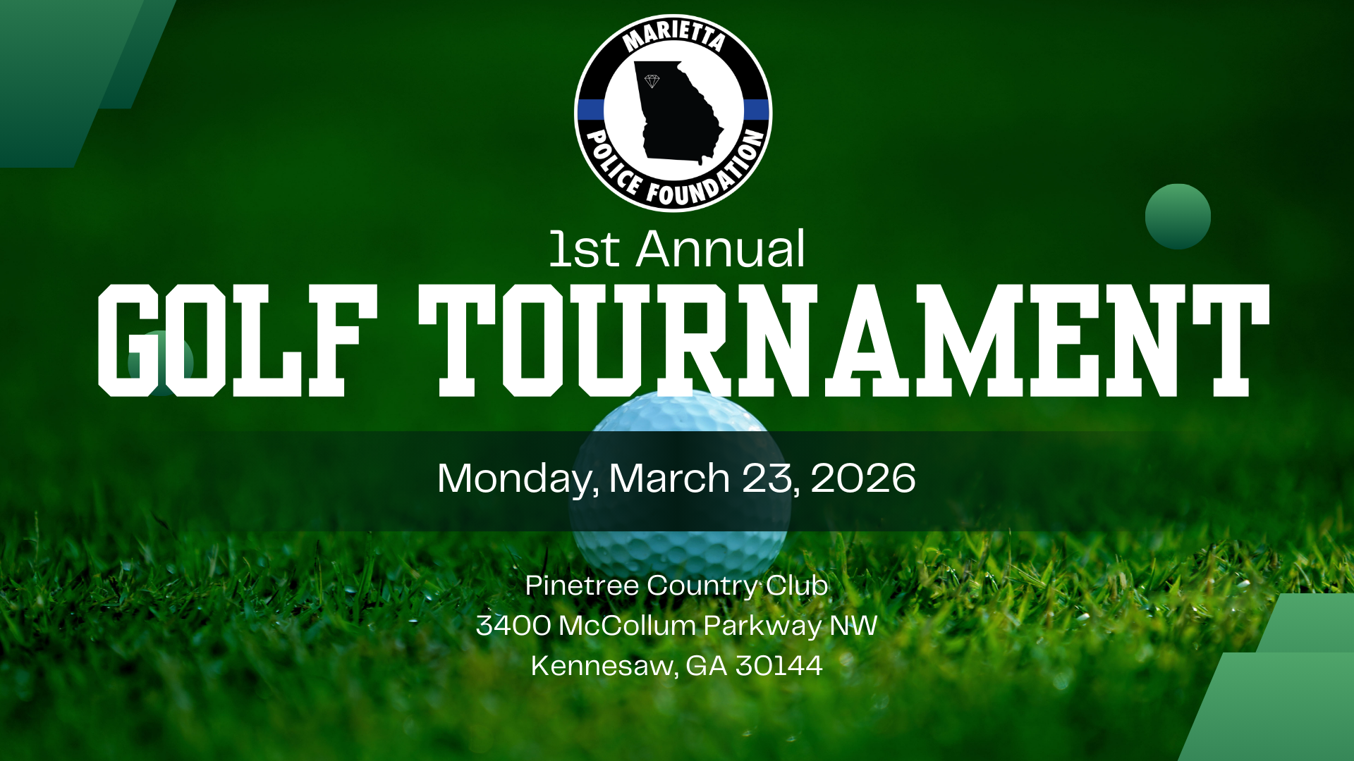 Campaign cover image for Marietta Police Foundation 1st Annual Golf Tournament