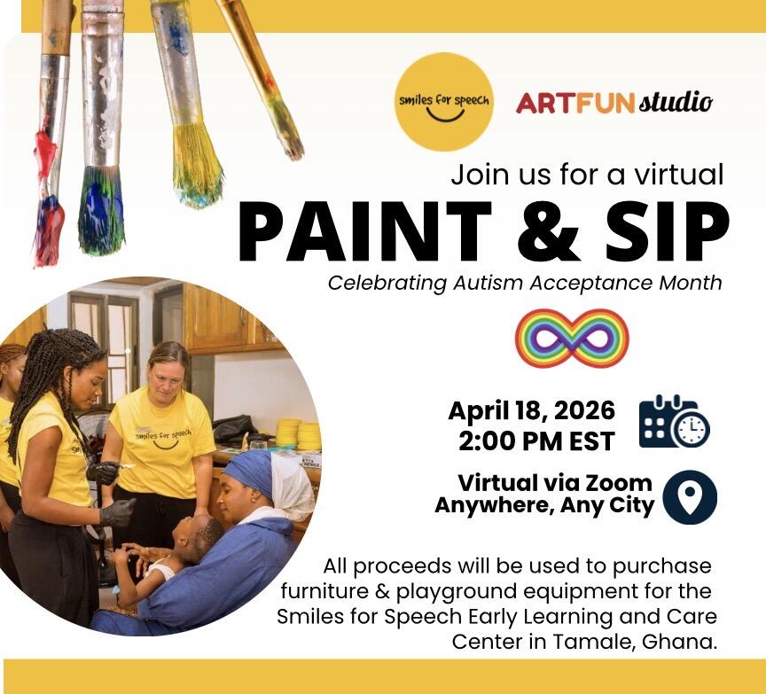 Campaign cover image for Smiles for Speech Paint & Sip