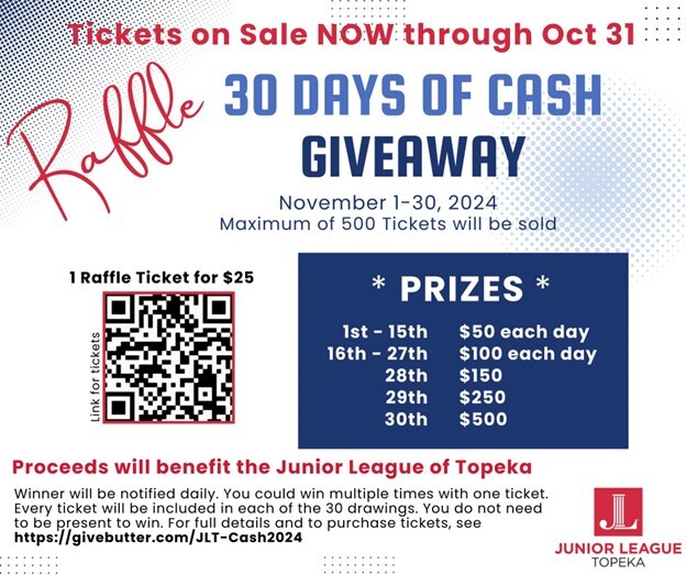 Campaign cover image for Junior League of Topeka - 30 Days of Cash Giveaway