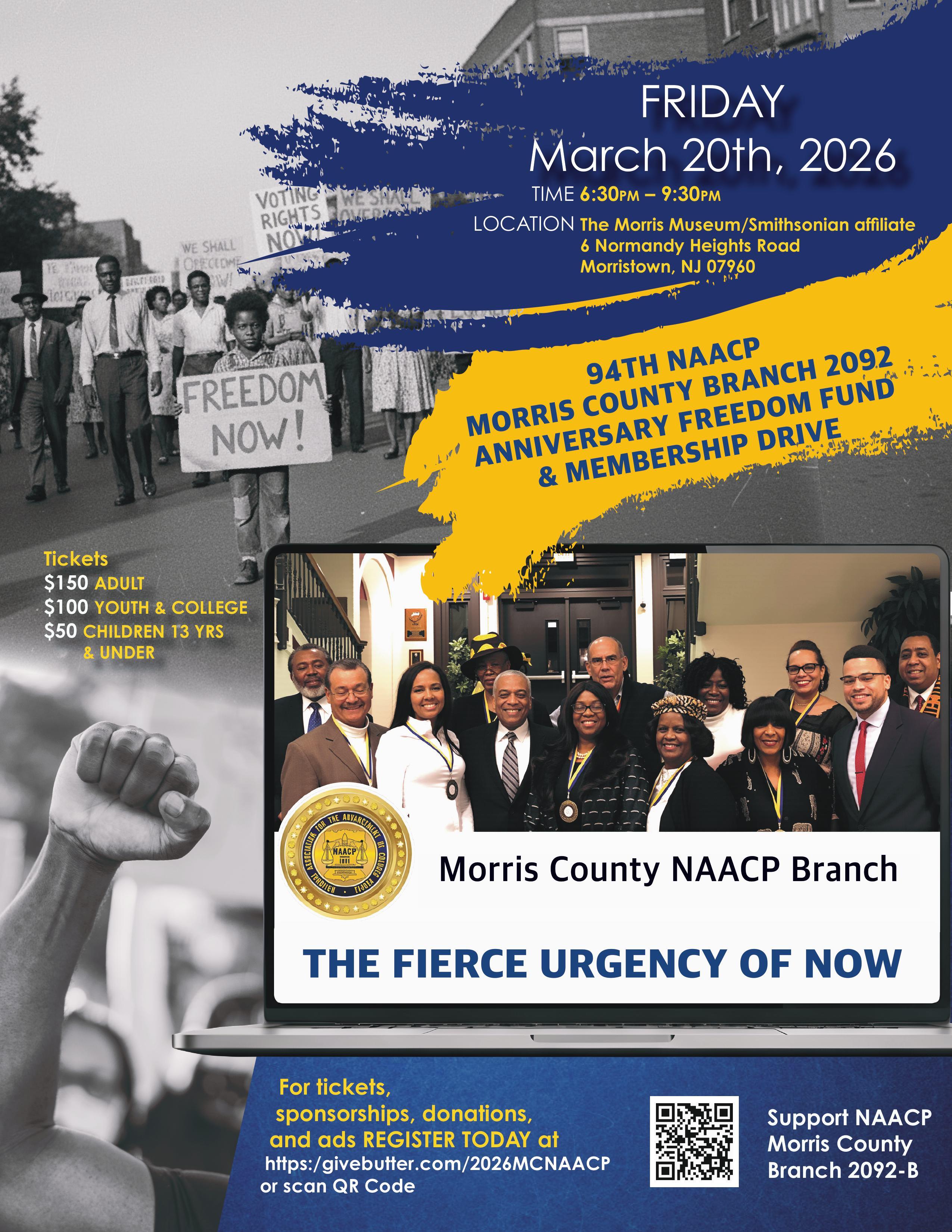 Campaign cover image for 94th NAACP Morris County Branch Anniversary Freedom Fund and Membership Drive