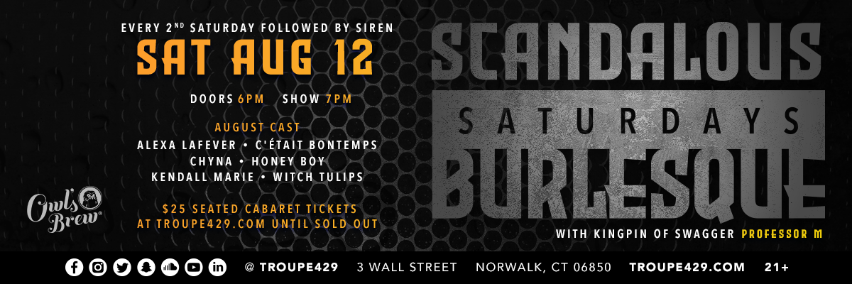Campaign cover image for Scandalous Saturdays AUGUST Burlesque Show At Troupe429 (SAT AUG 12, 2023 // 7:00PM)