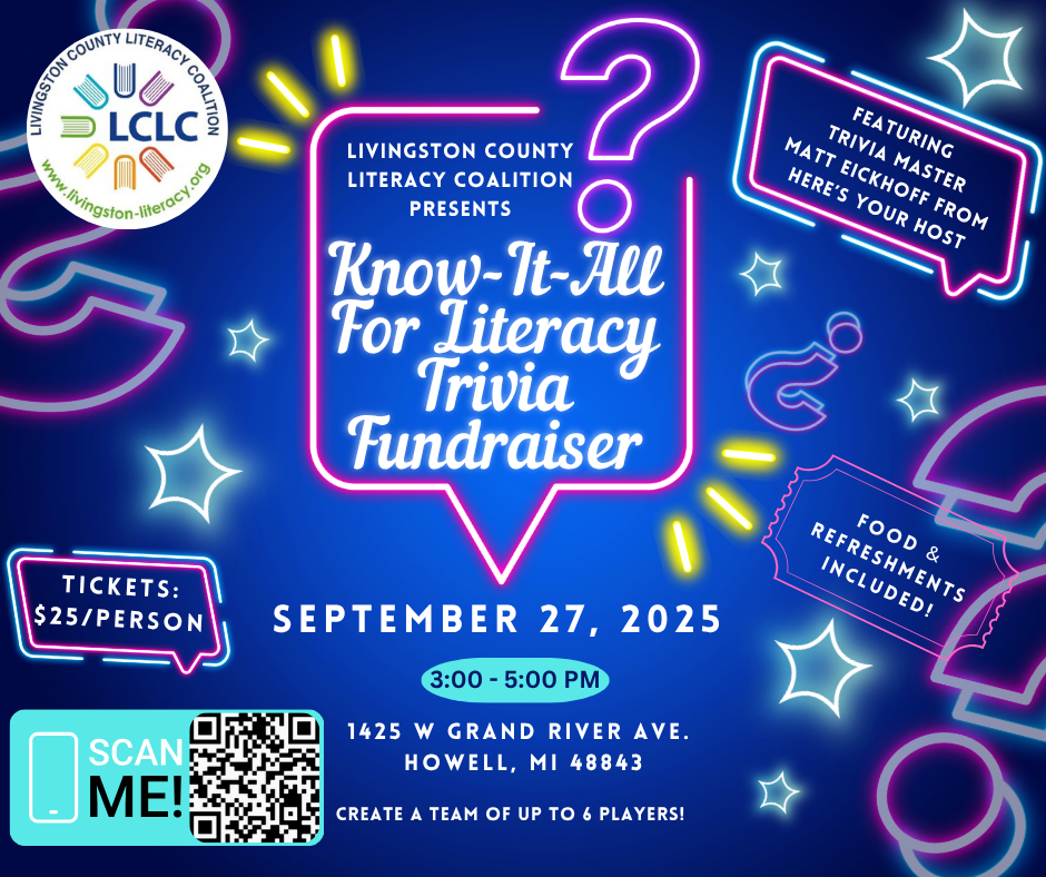 Campaign cover image for Know-It-All for Literacy Trivia Fundraiser for Livingston County Literacy Coalition