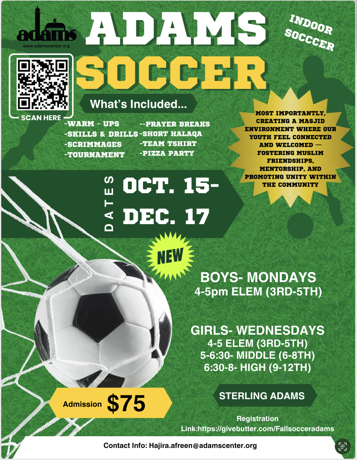 Campaign cover image for Sisters' Soccer 2025 (3rd-12th Grade) + Youth Boys