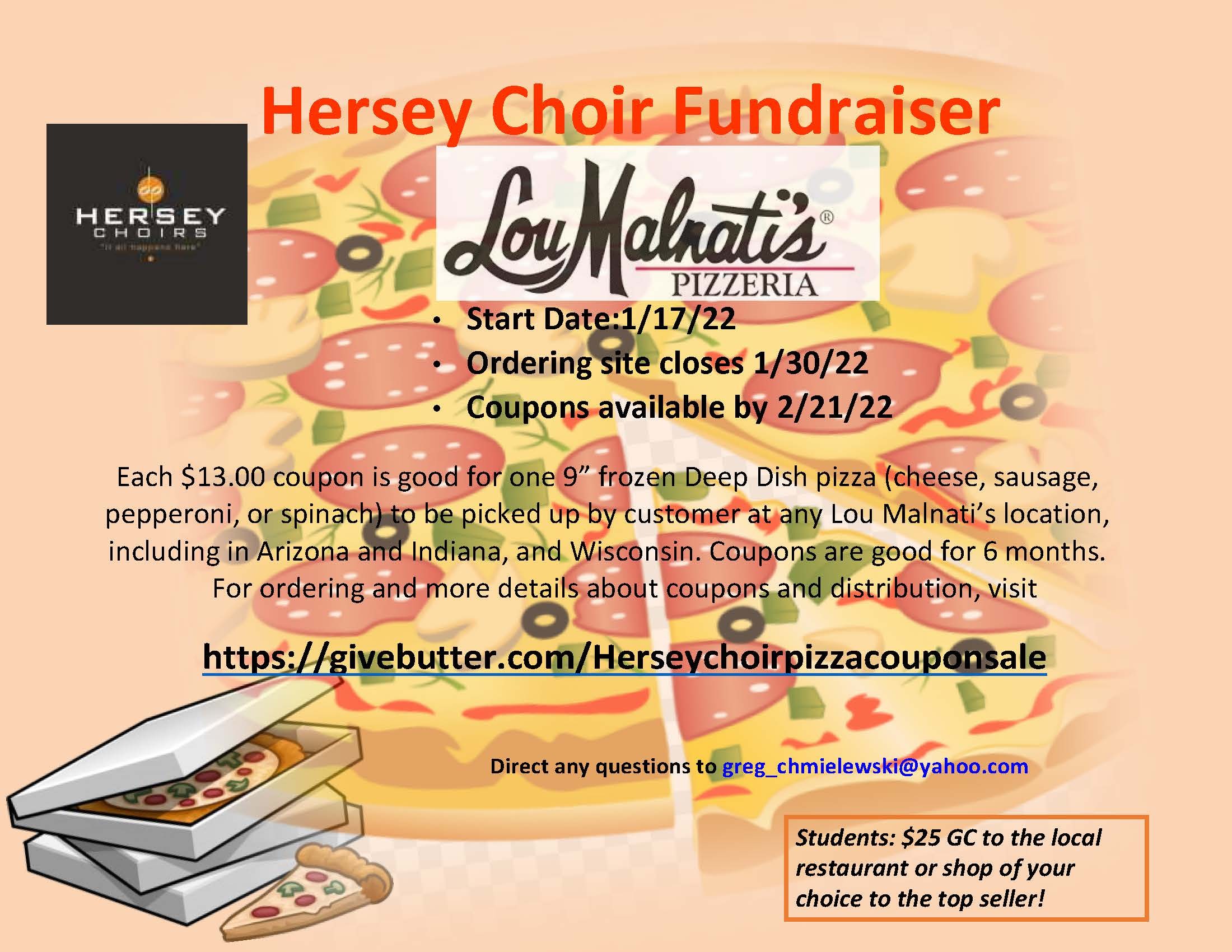 Campaign cover image for Hersey Choir 2022 Pizza Coupon Sale