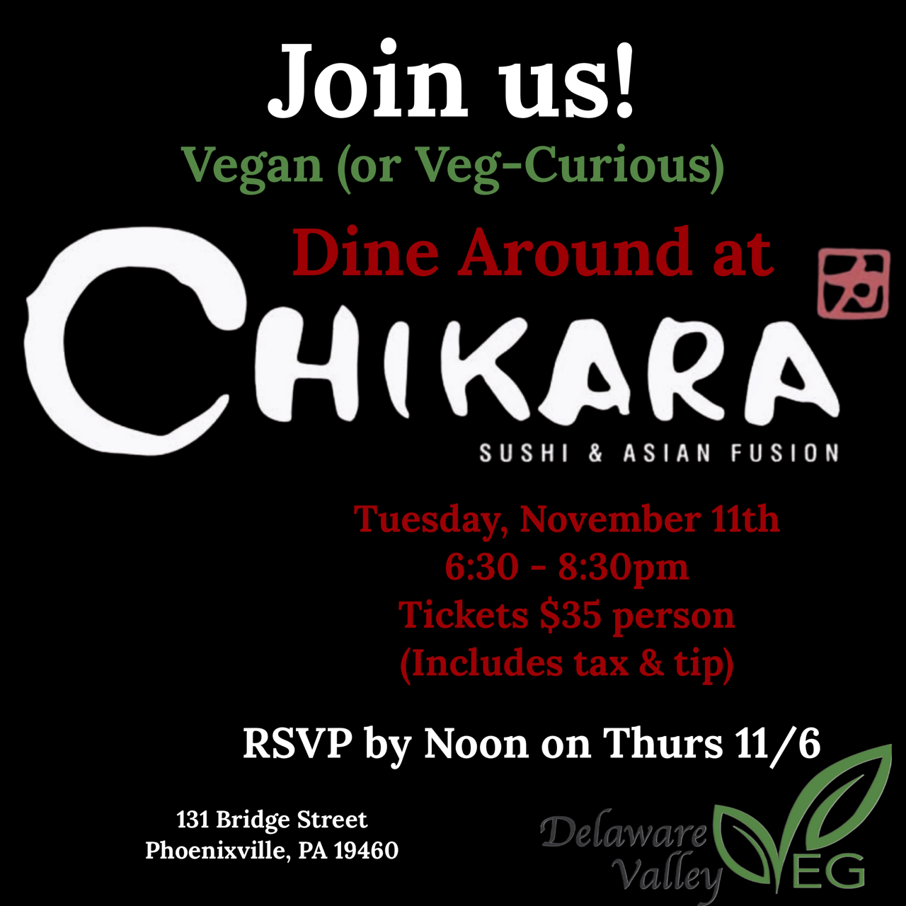 Campaign cover image for November Dine Around at Chikara Sushi & Asian Fusion
