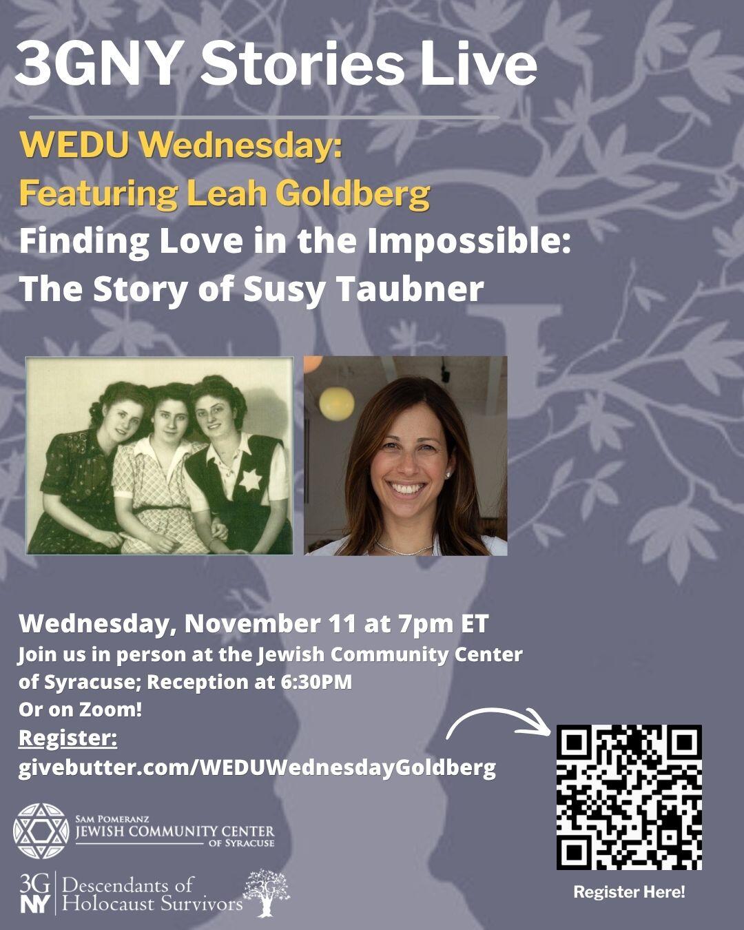 Campaign cover image for 3GNY Stories Live: WEDU Wednesday Featuring Leah Goldberg