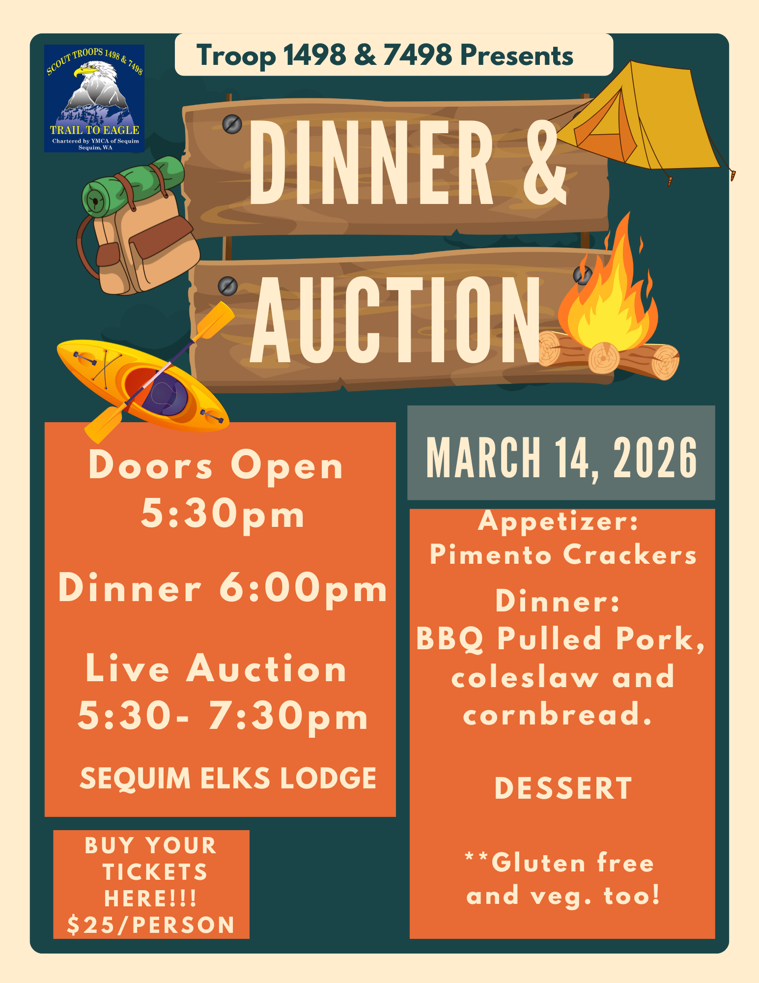 Campaign cover image for Scout Troops 1498 & 7498 Annual Fundraiser Dinner 2026