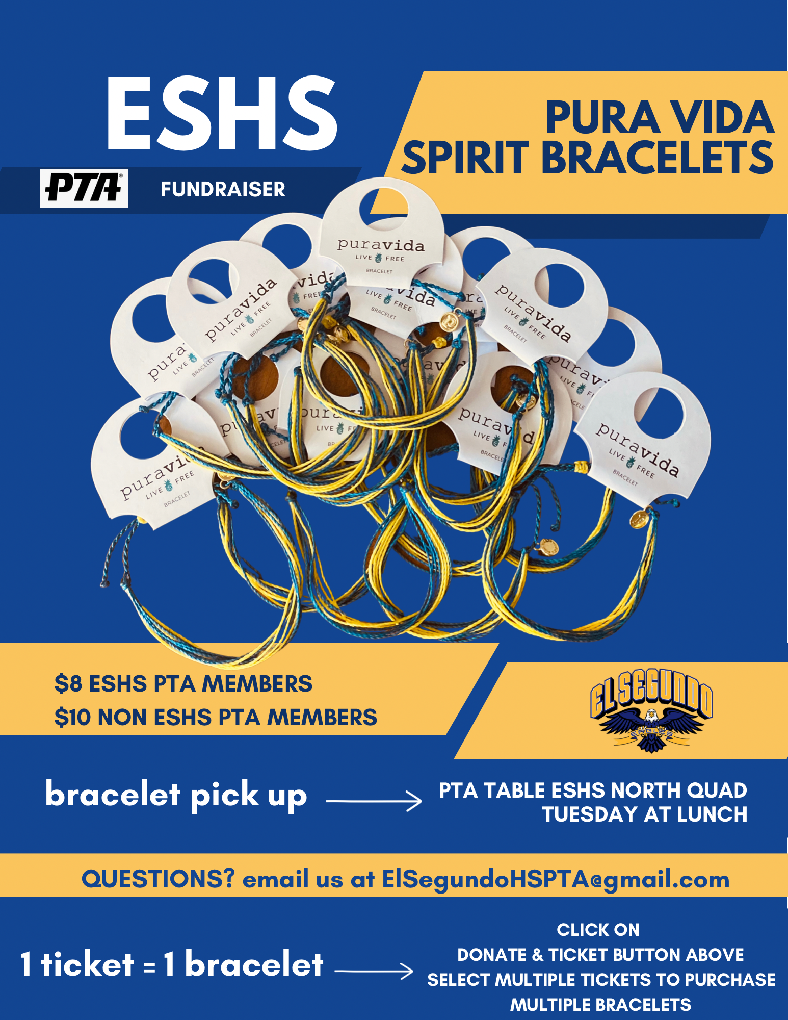 Campaign cover image for ESHS Pura Vida spirit bracelet - PTA fundraiser