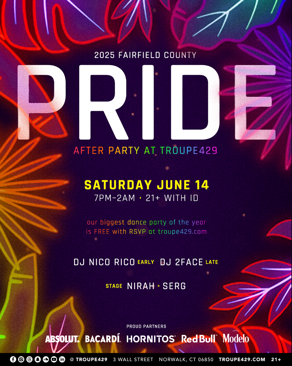 Campaign cover image for FREE RSVP - PRIDE PARTY 2025! at Troupe429 in Norwalk (SAT JUNE 14)