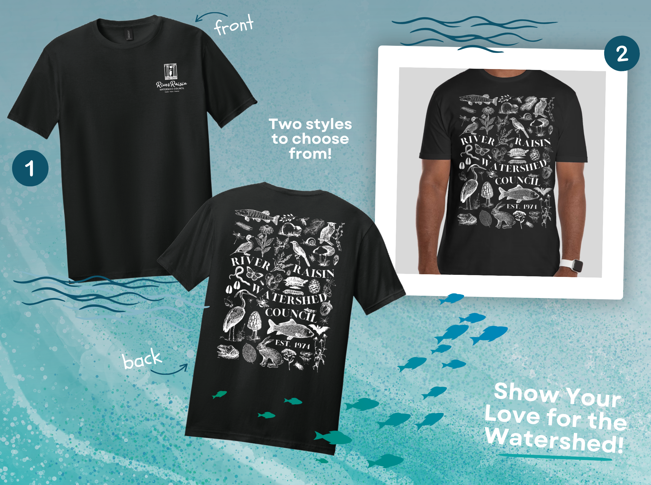 Campaign cover image for River Raisin Watershed Council Wildlife Illustration T-Shirts