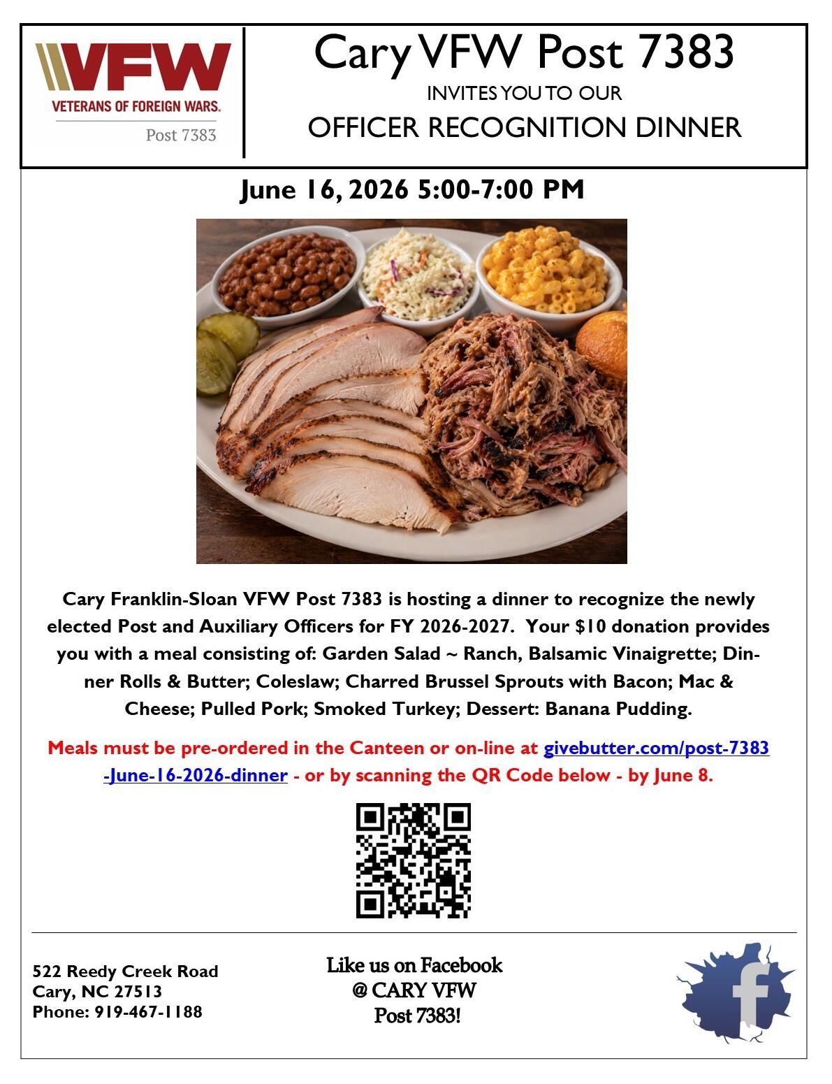 Campaign cover image for Post 7383 Officer Recognition Dinner