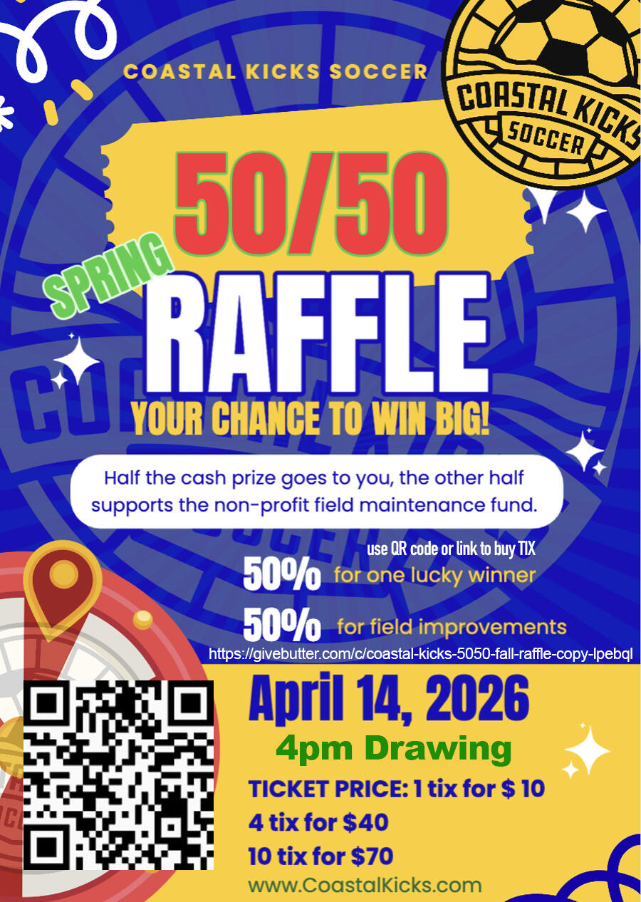 Campaign cover image for Coastal Kicks 50/50 SPRING RAFFLE