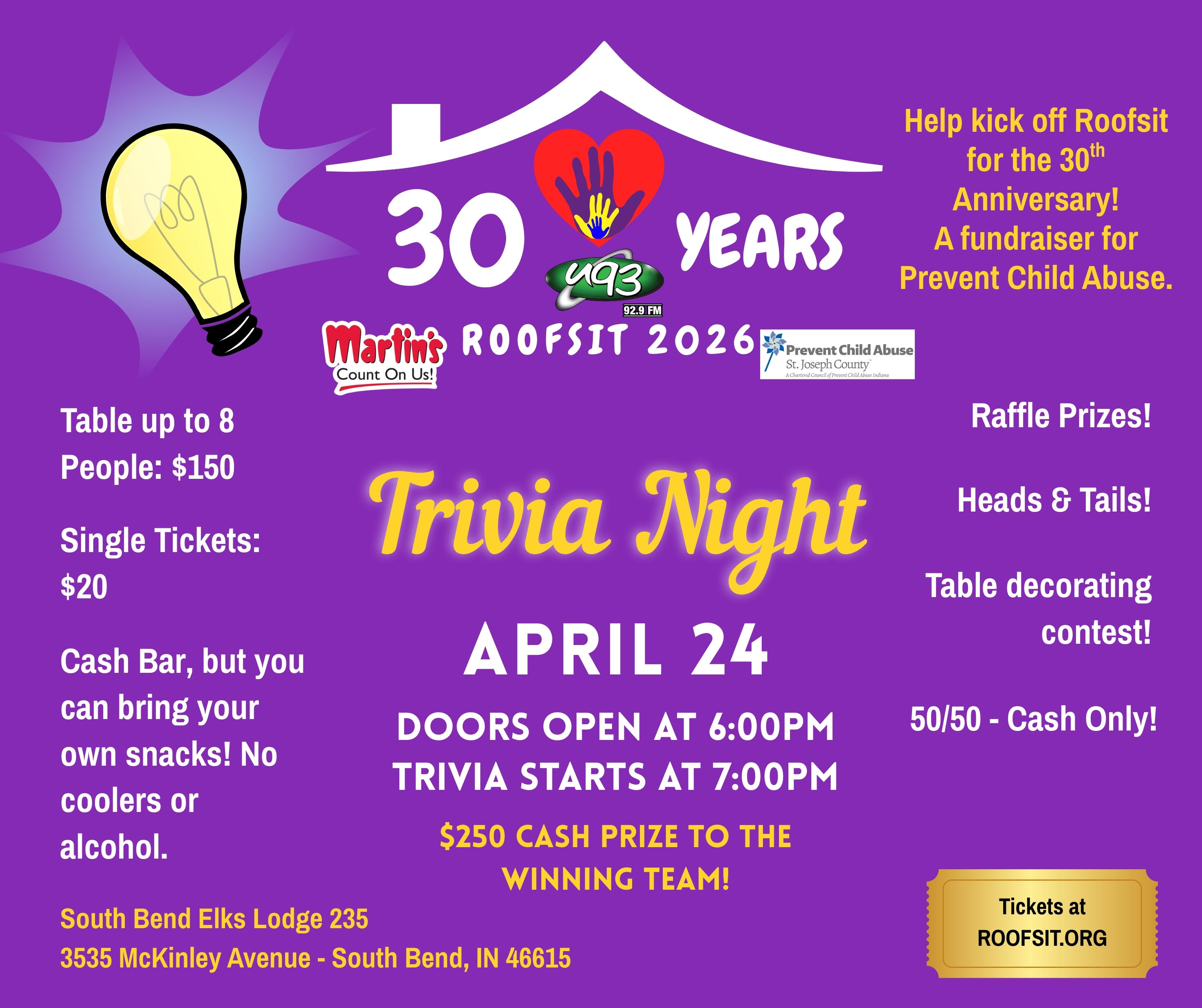Campaign cover image for Roofsit 2026: TRIVIA NIGHT Fundraiser