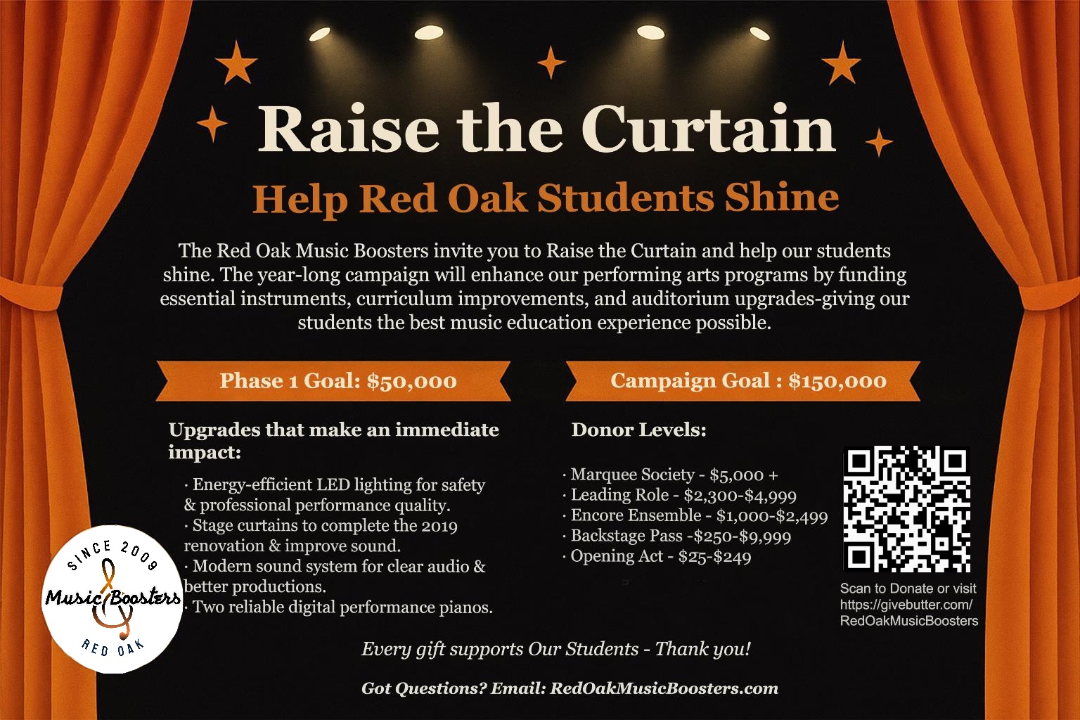 Campaign cover for Raise the Curtain and Help Red Oak Students Shine