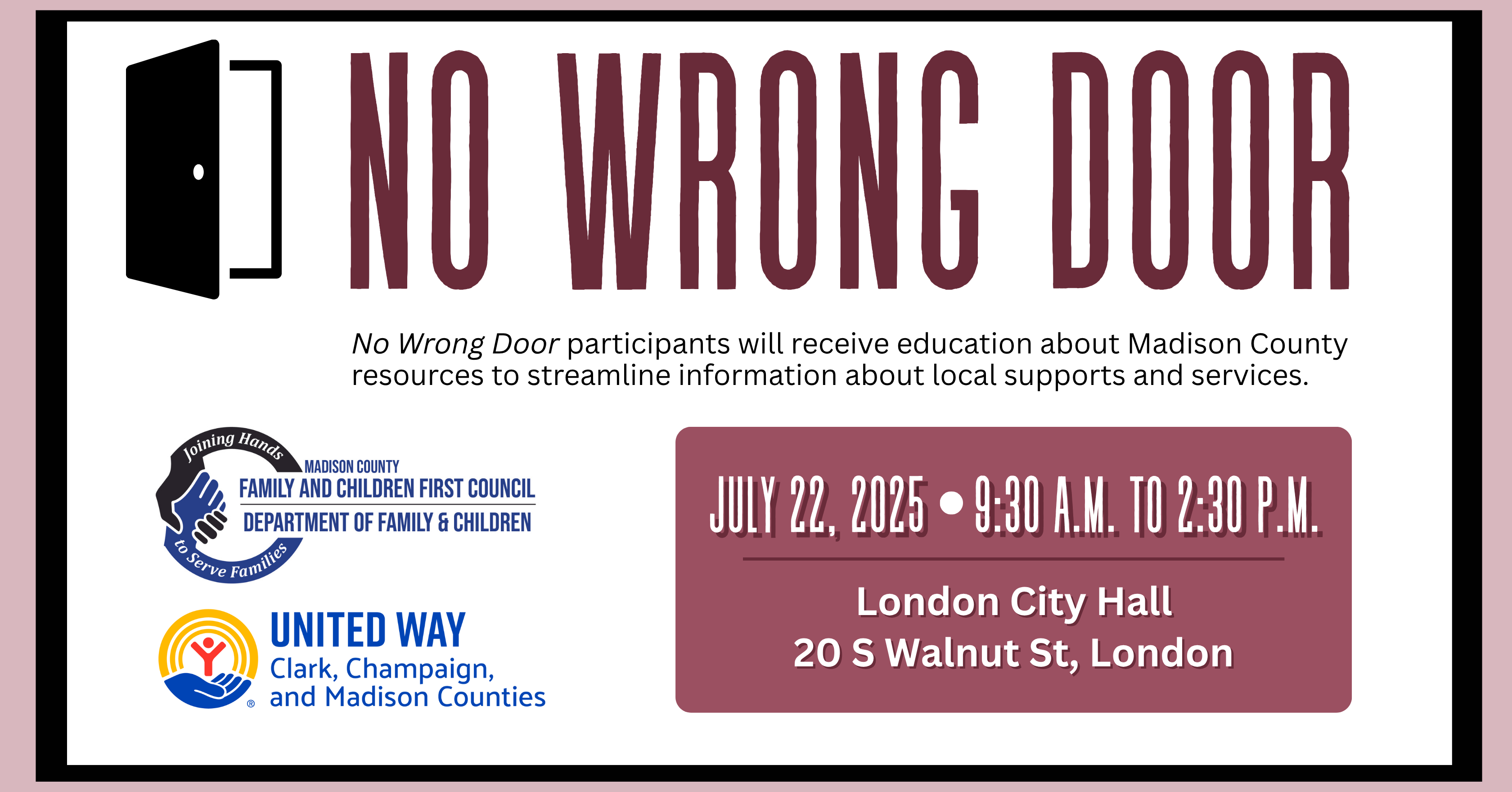 Campaign cover image for 2025 Madison County No Wrong Door - Speaker/Vendor Table Registration