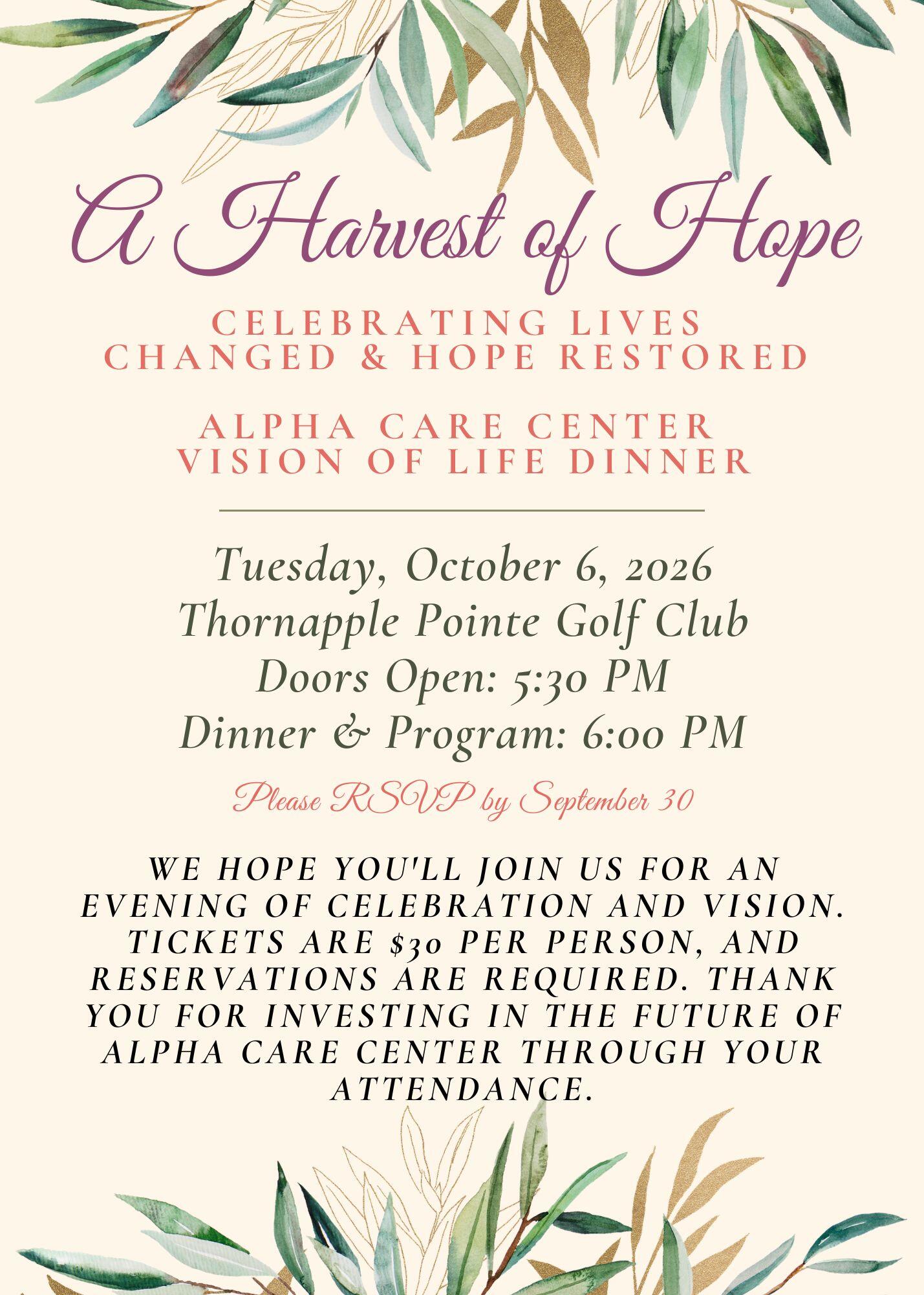 Campaign cover image for 2026 Vision of Life Dinner