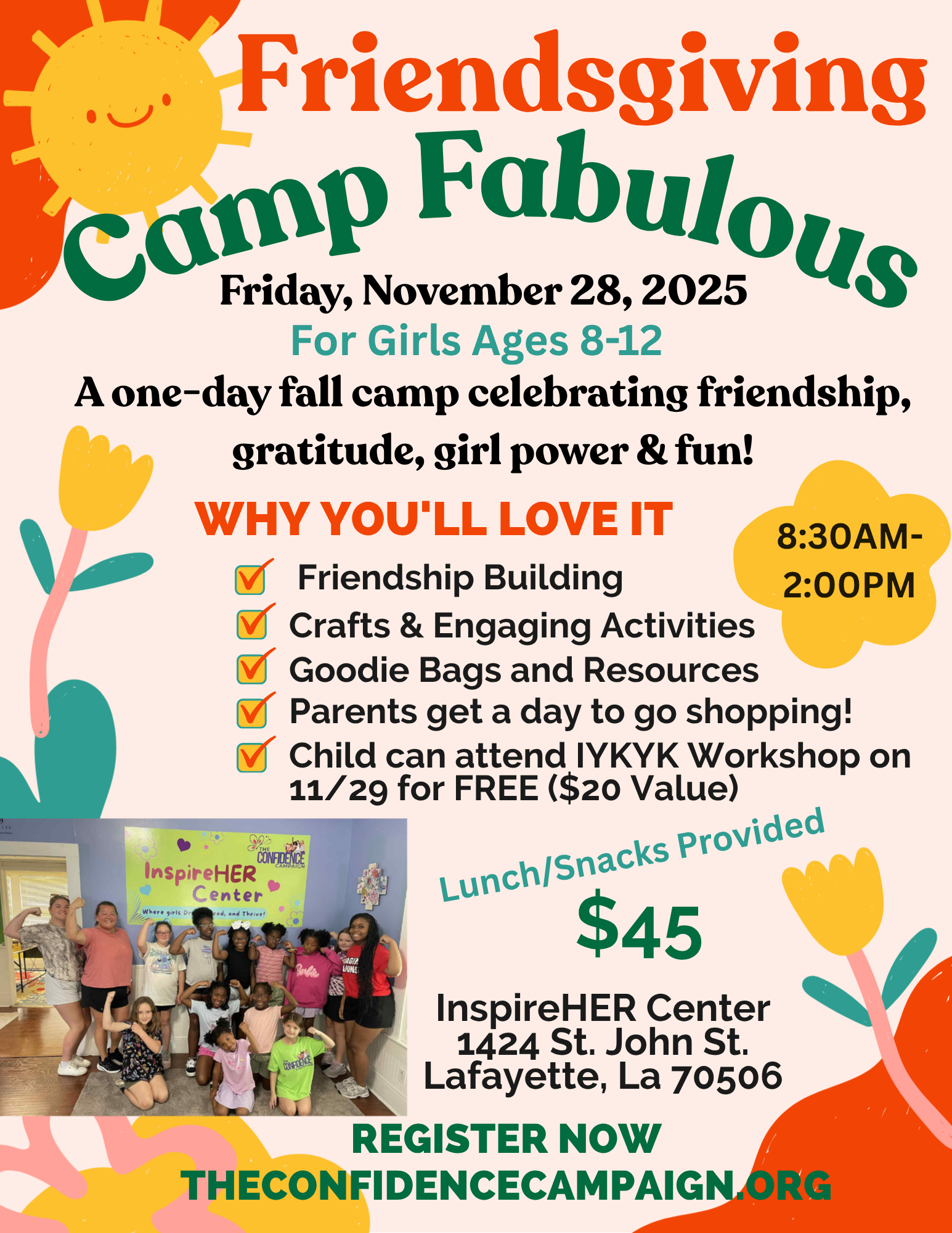 Campaign cover image for 🌟 Friendsgiving: Camp Fabulous at the InspireHER Center 🌟 For girls, ages 8-12