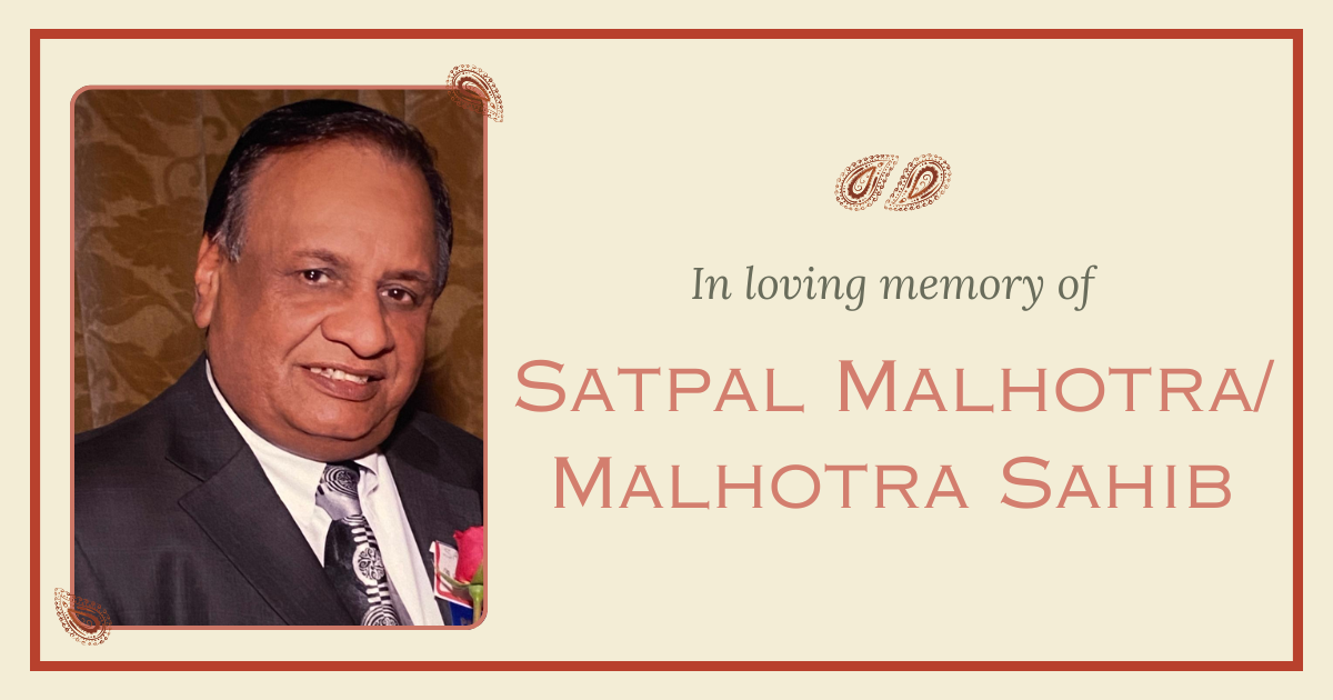 Campaign cover image for Give in Memory of Satpal Malhotra/Malhotra Sahib