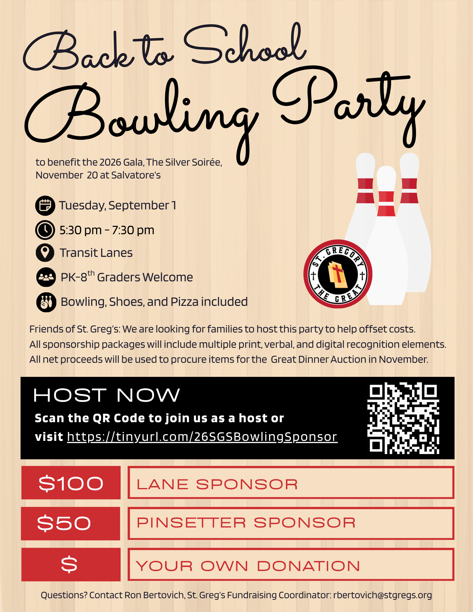 Campaign cover image for 26 SGS BACK TO SCHOOL BOWLING PARTY SPONSORSHIPS