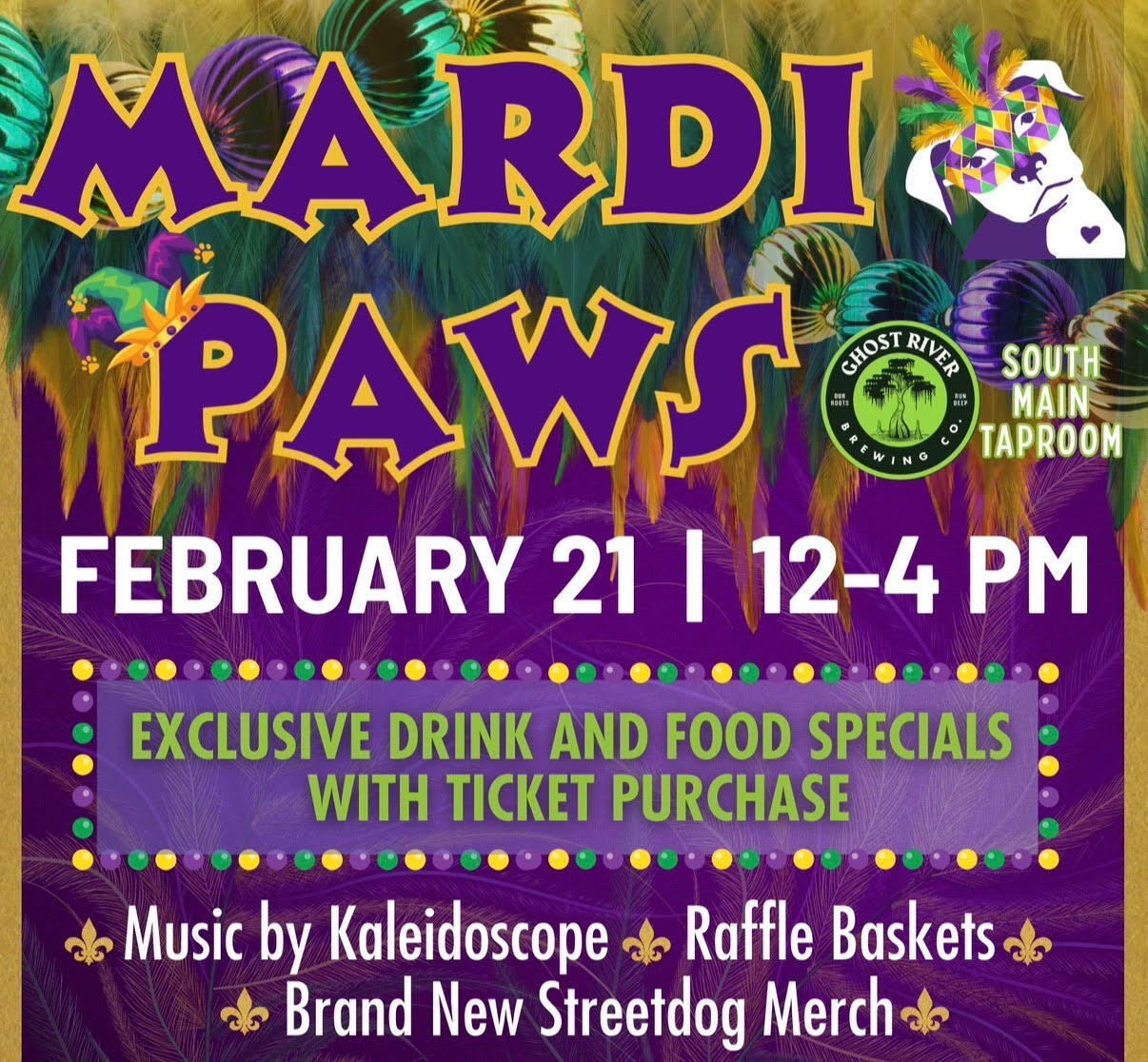 Campaign cover image for 💜💛💚 Mardi Paws 💜💛💚 with Streetdog Foundation