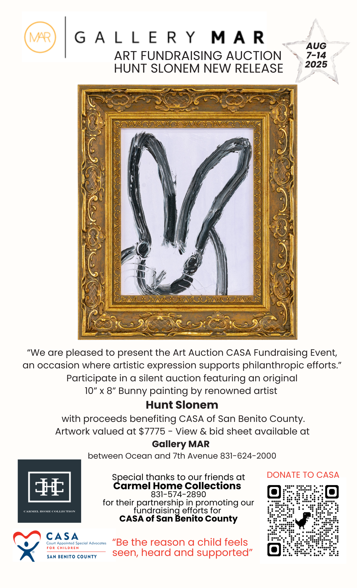 Campaign cover image for Carmel Home Collection & Gallery MAR Carmel Benefitting CASA of San Benito County