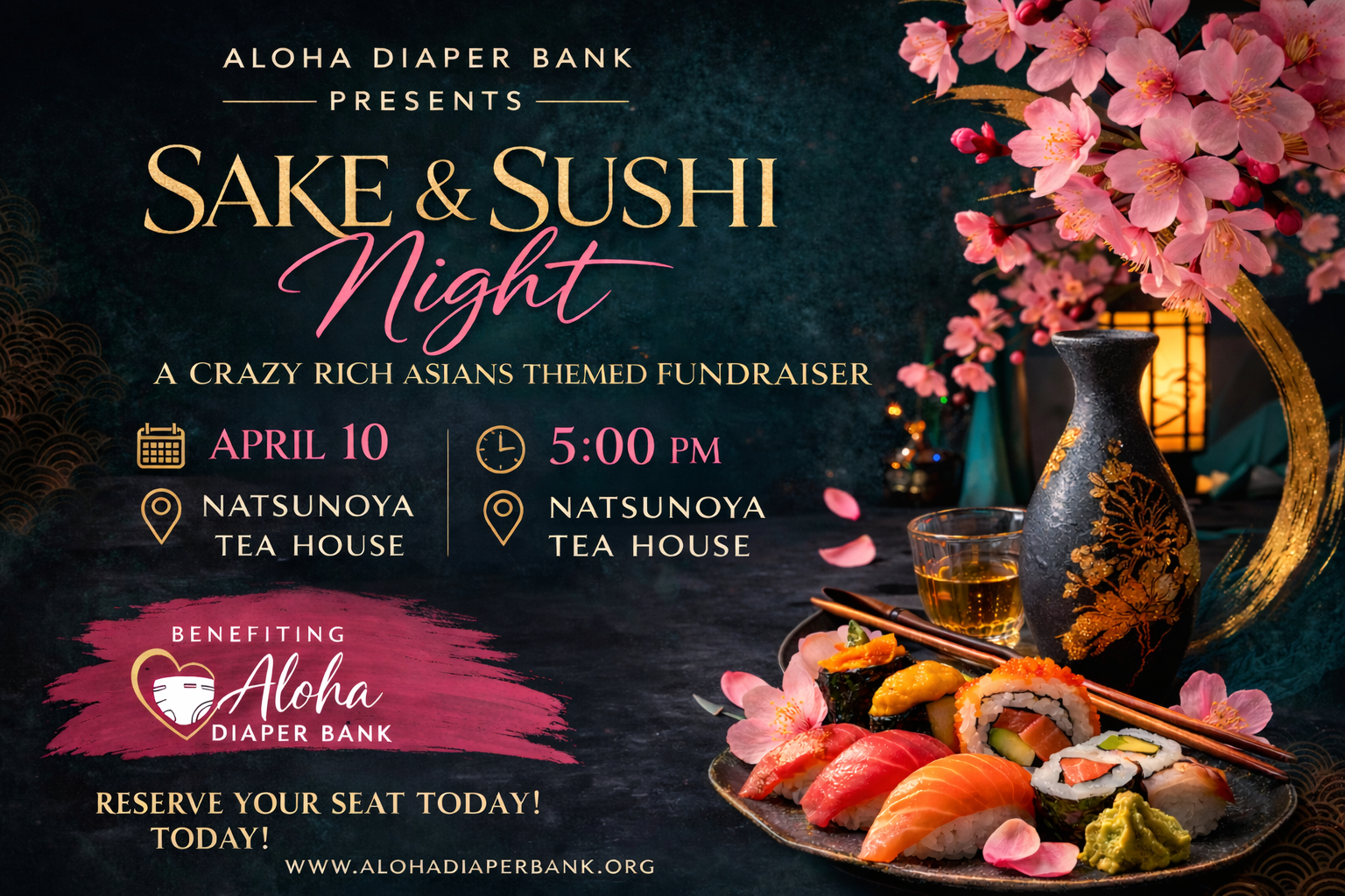 Campaign cover image for 🍣 Sake & Sushi Night – A Crazy Rich Asians Themed Fundraiser