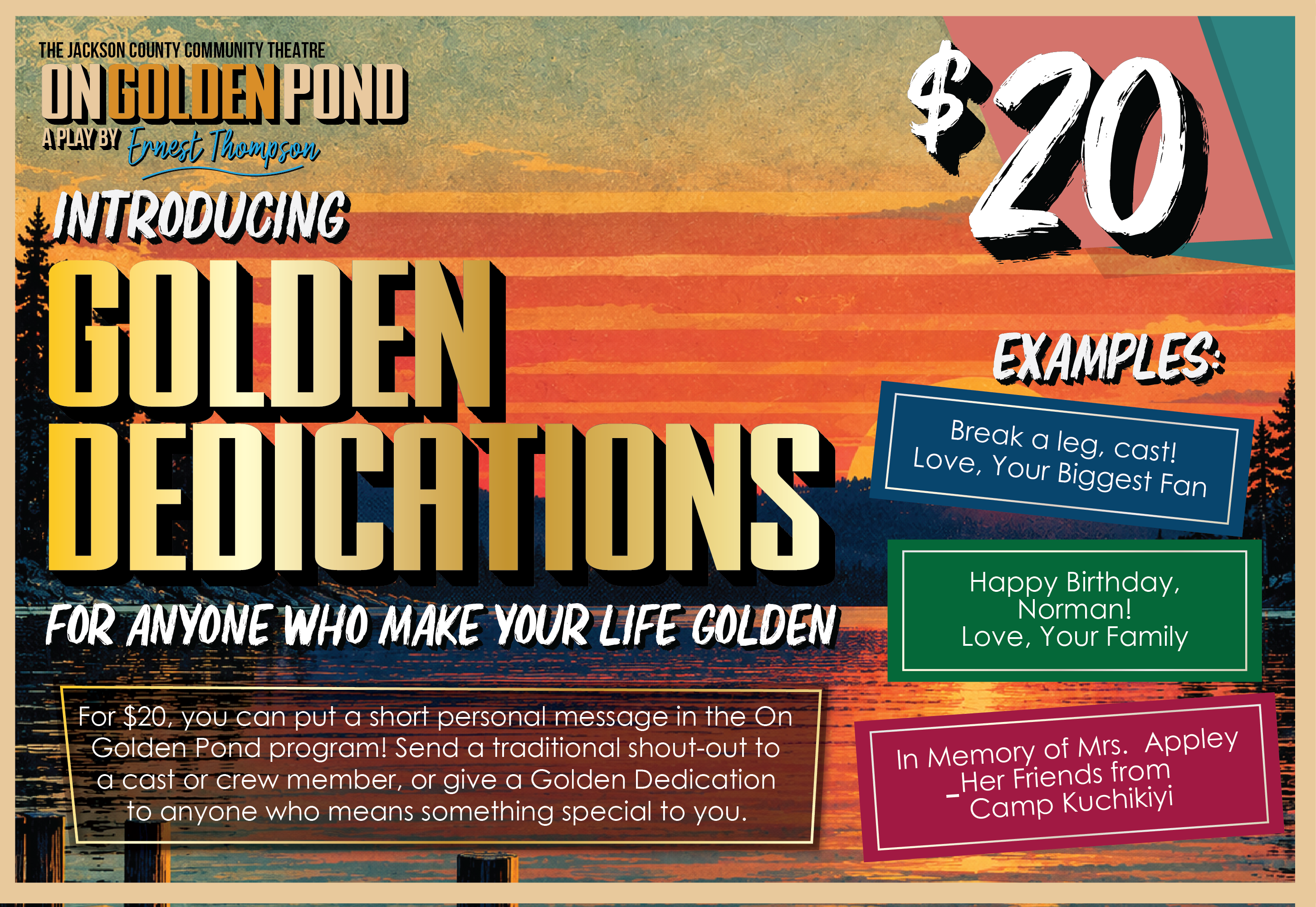 Campaign cover for Golden Dedications - JCCT On Golden Pond