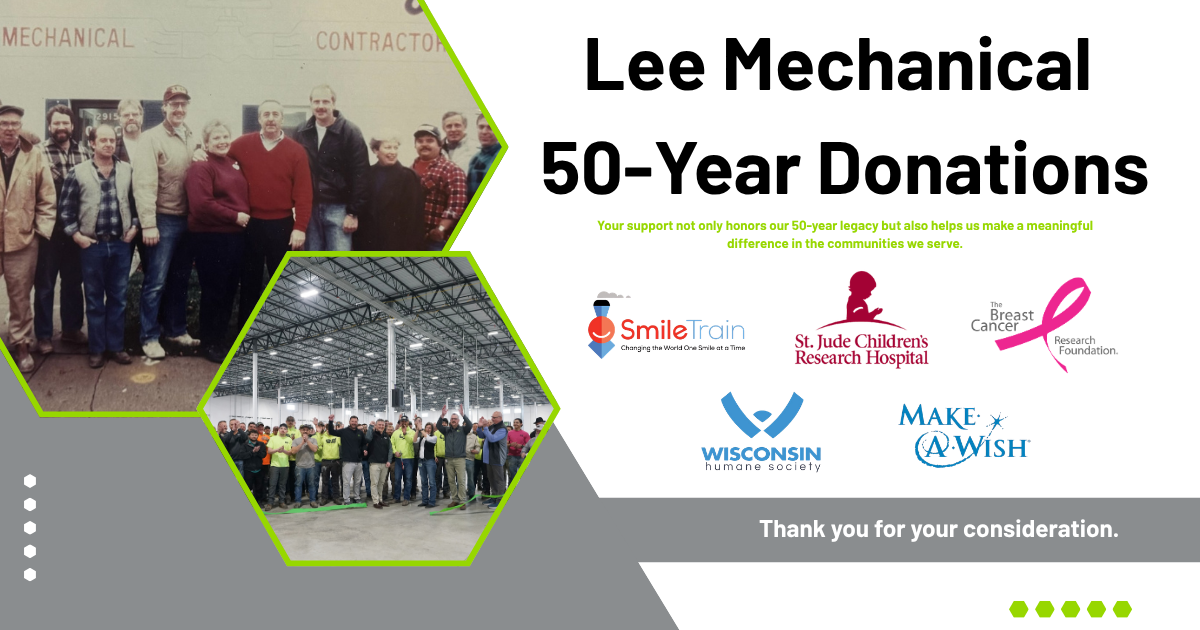 Campaign cover image for Lee Mechanical's 50-year Donation Page