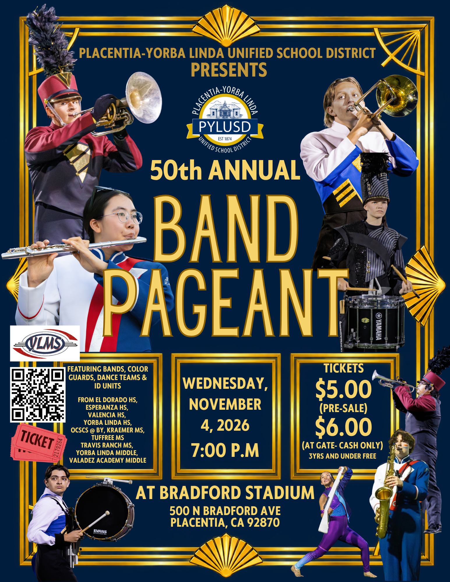 Campaign cover image for 50th Annual PYLUSD Band Pageant | YLMS Tickets