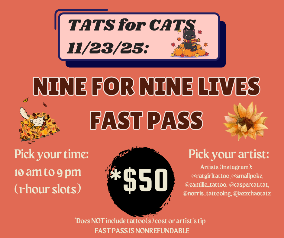 Campaign cover image for Tats For Cats: Nine for Nine Lives Fast Pass