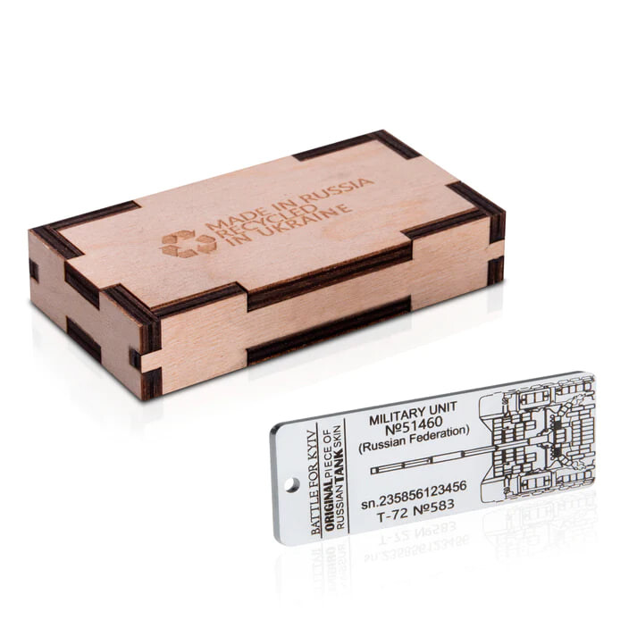 Campaign cover image for Made in russia, Recycled in Ukraine: T-72 armor keychain from Memory Steel