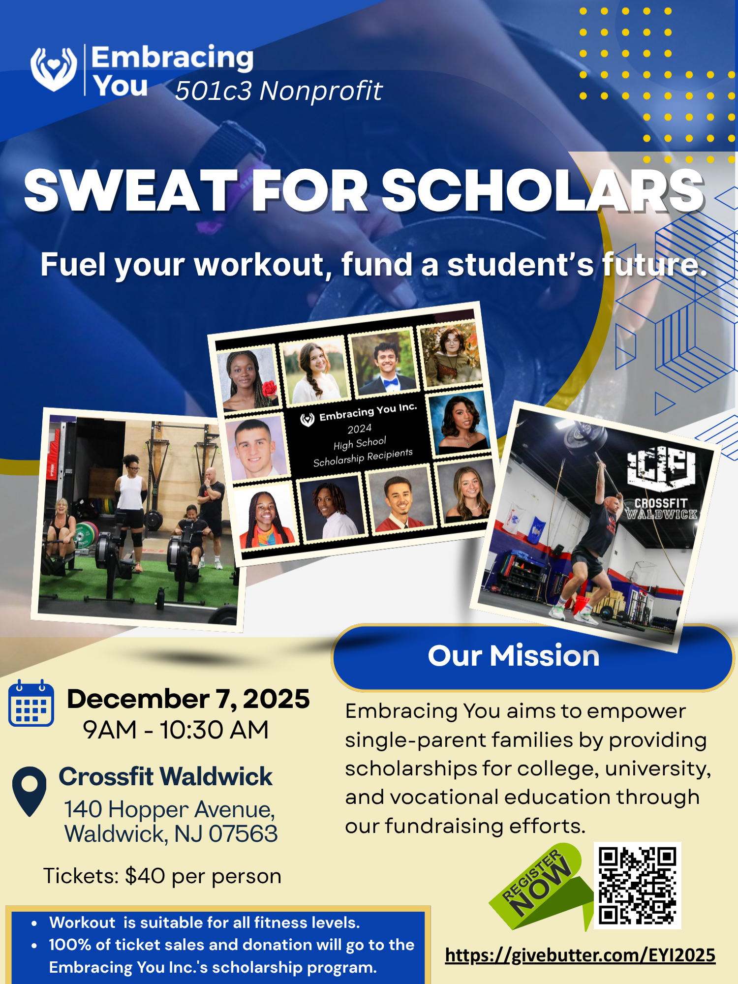Campaign cover image for Sweat for Scholars: Embracing You x CrossFit Waldwick