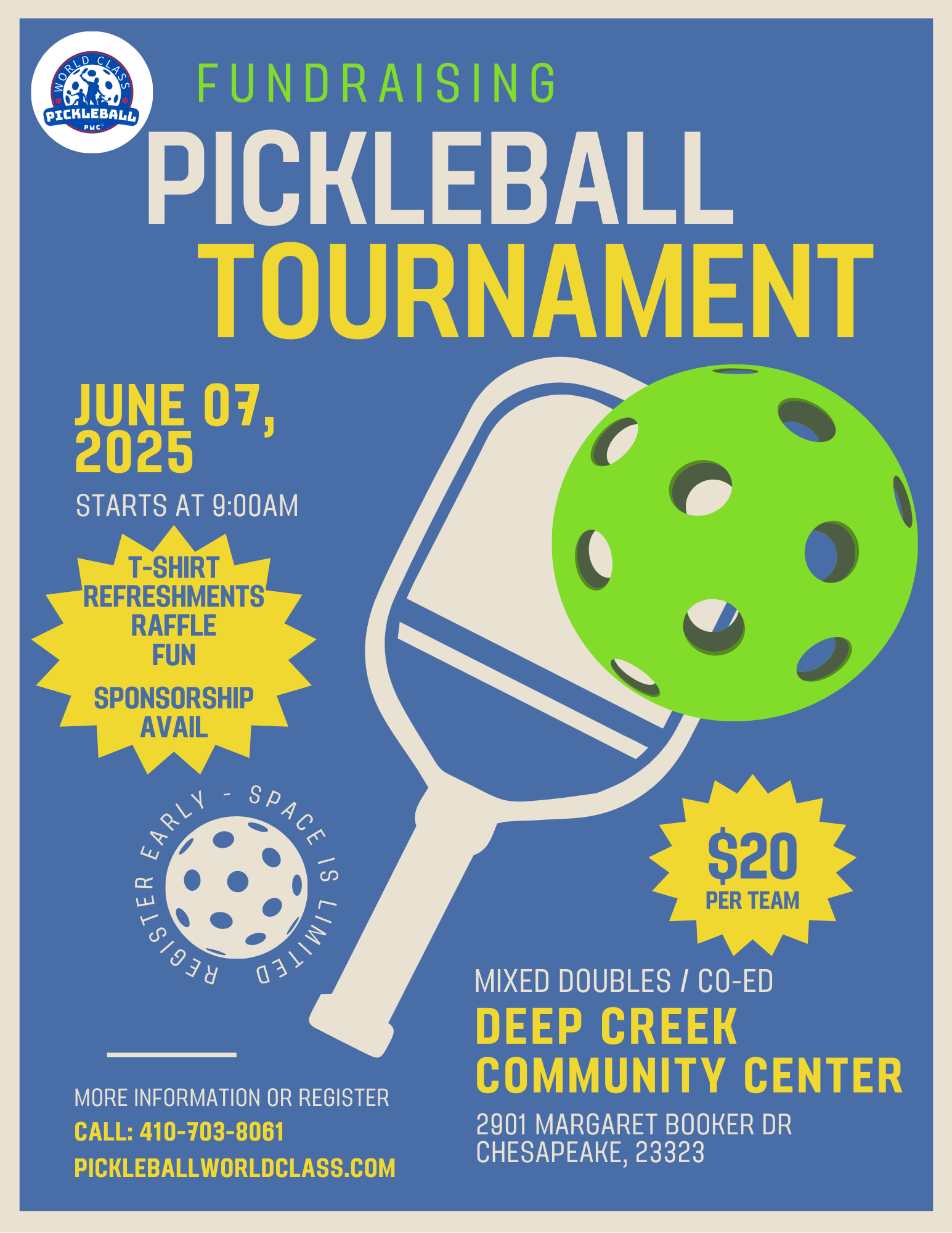 Campaign cover image for Fundraising Pickleball Tournament