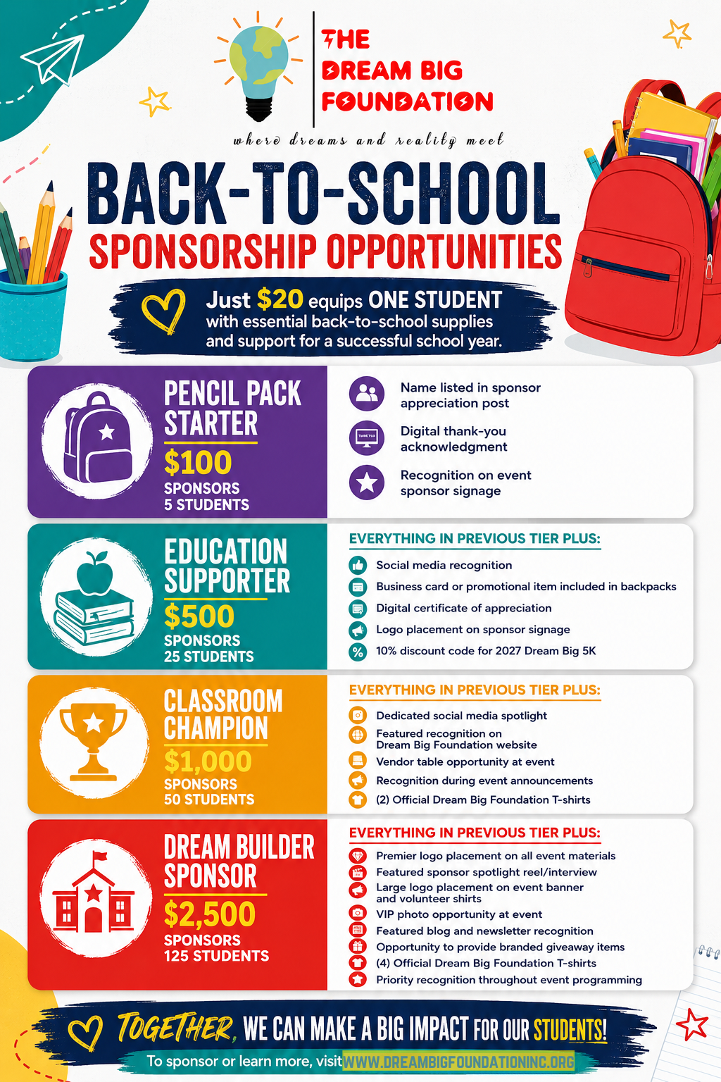 Campaign cover image for Dream Big Back-to-School Drive