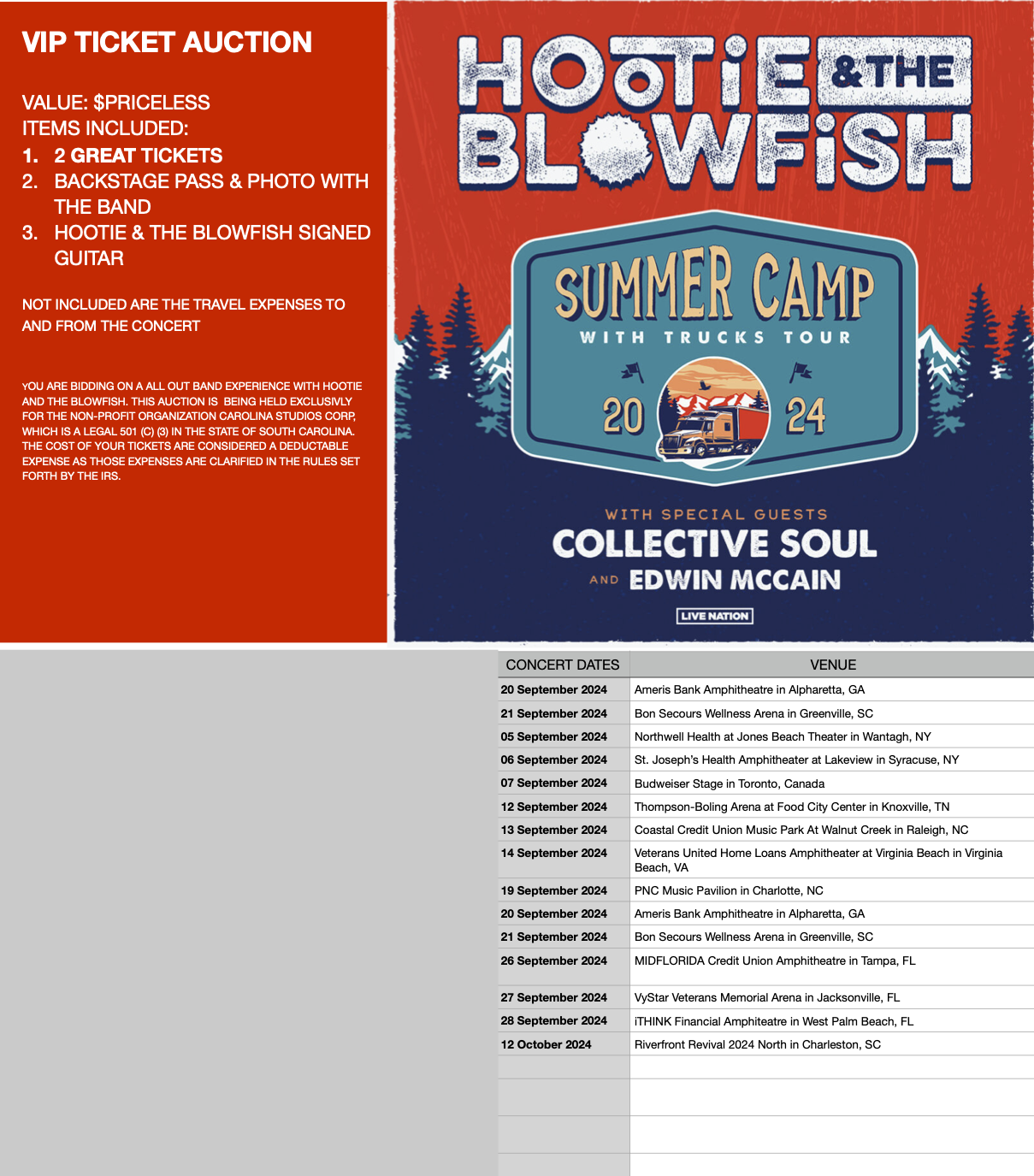 Campaign cover image for Hootie VIP tickets 2024 Summer Camp with Trucks Tour