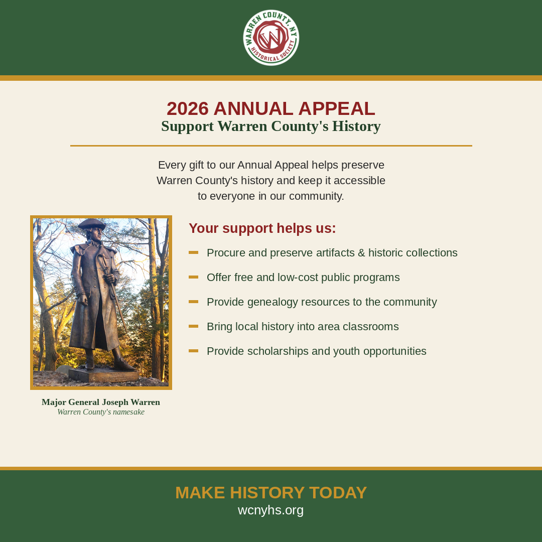 Campaign cover image for 2026 Annual Appeal- Warren County Historical Society