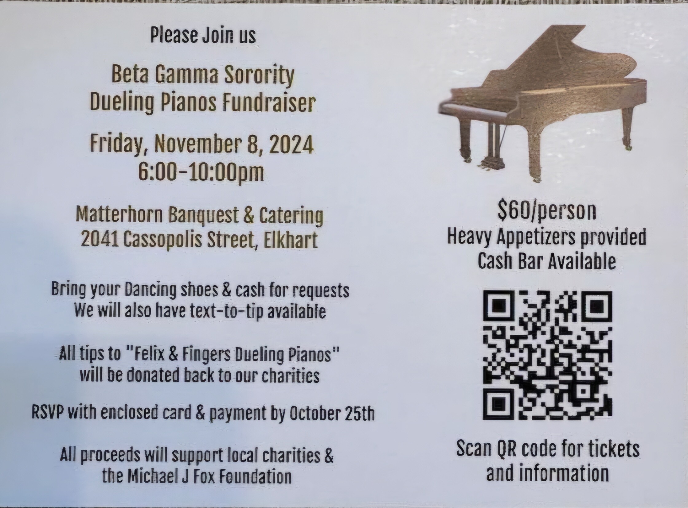 Campaign cover image for Beta Gamma Sorority's Dueling Pianos Event 2024