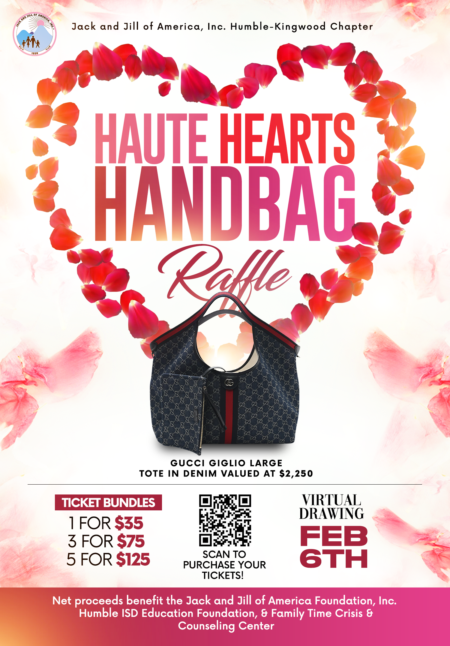 Campaign cover image for Jack and Jill of America, Inc. Humble-Kingwood Chapter present the "Haute Hearts" Handbag Raffle