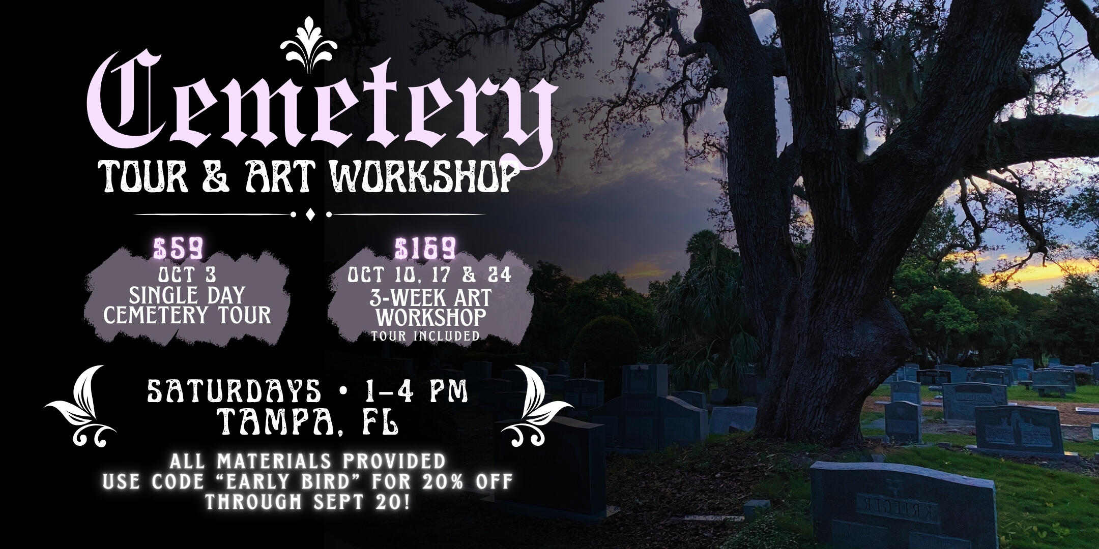Campaign cover image for Cemetery Art History Tour & 3 Week Art Workshop (Optional)