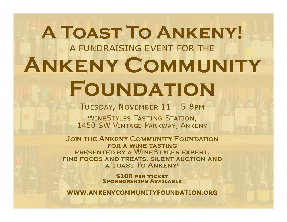 Campaign cover image for 2025 Ankeny Community Foundation's A Toast to Ankeny!