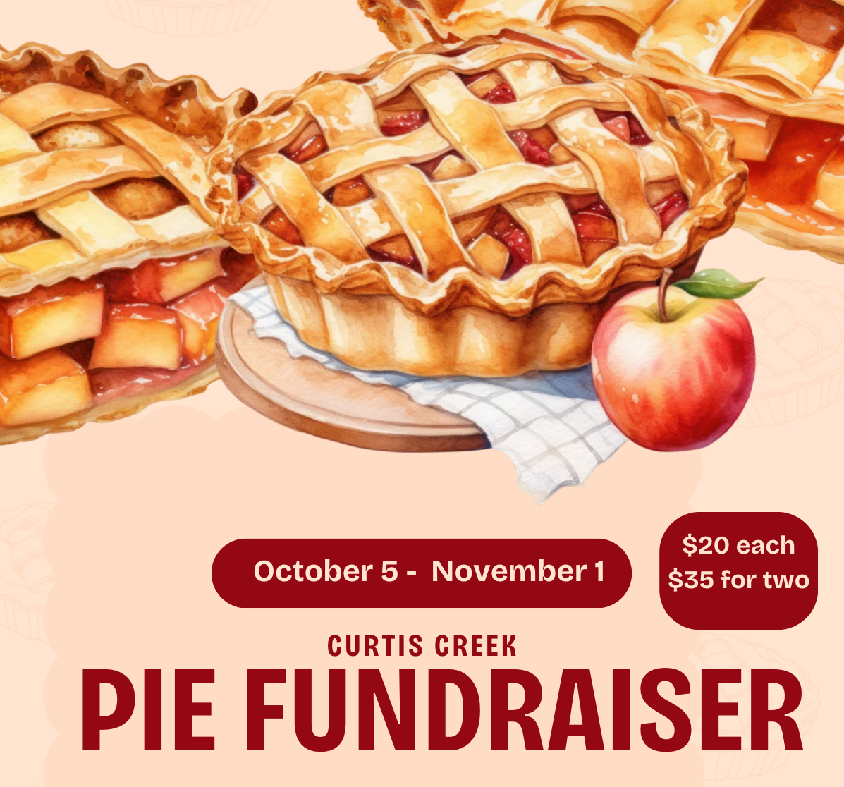 Campaign cover image for 2026 Curtis Creek Pie Fundraiser