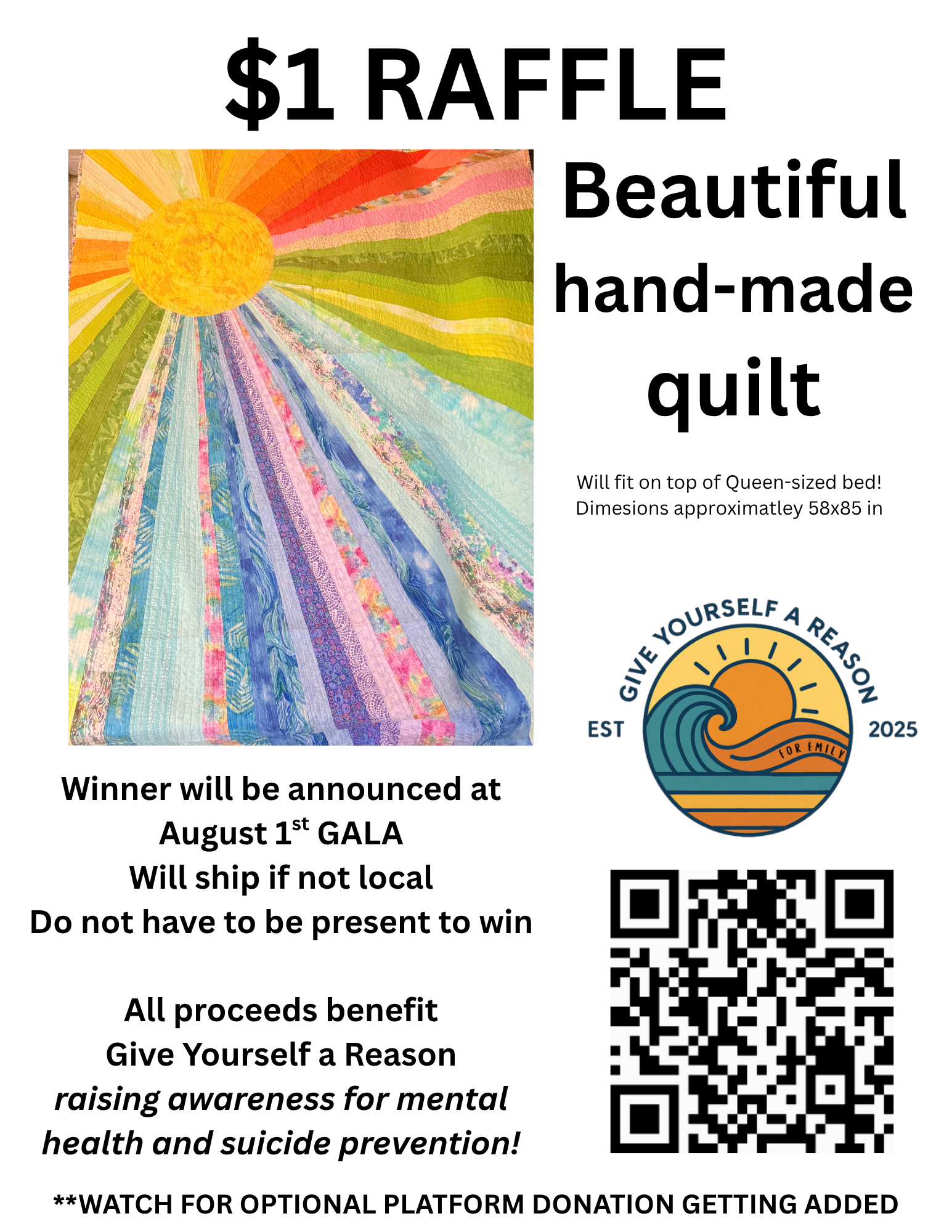 Campaign cover image for Give Yourself a Reason Quilt Raffle 2026