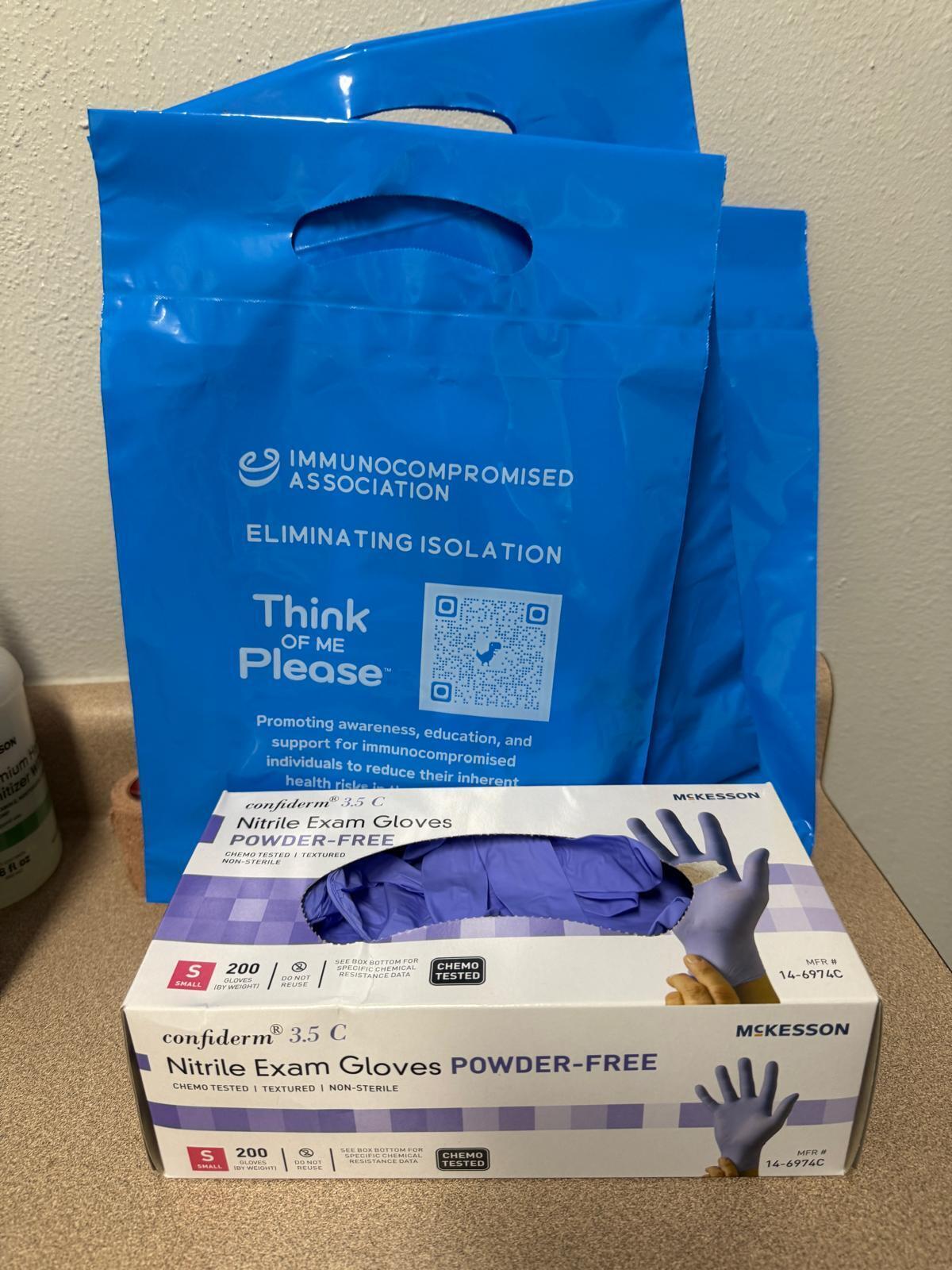 Immunocompromised Association care bag in medical office