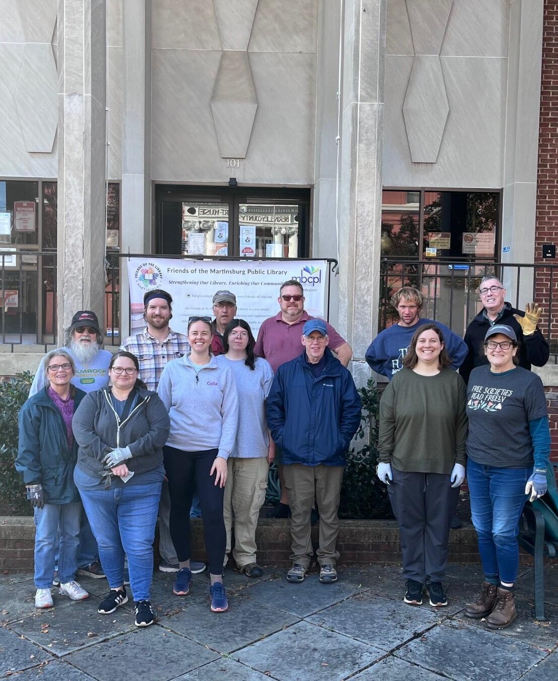 FOMPL Members at the Fall Plaza Clean-up event