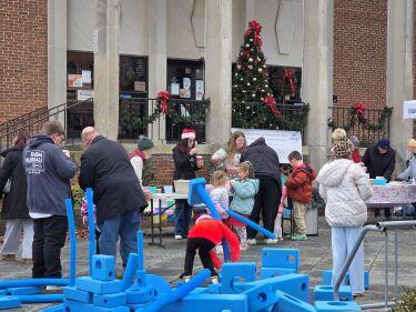 The Martinsburg Public Library plaza during Christmas on Main in Martinsburg