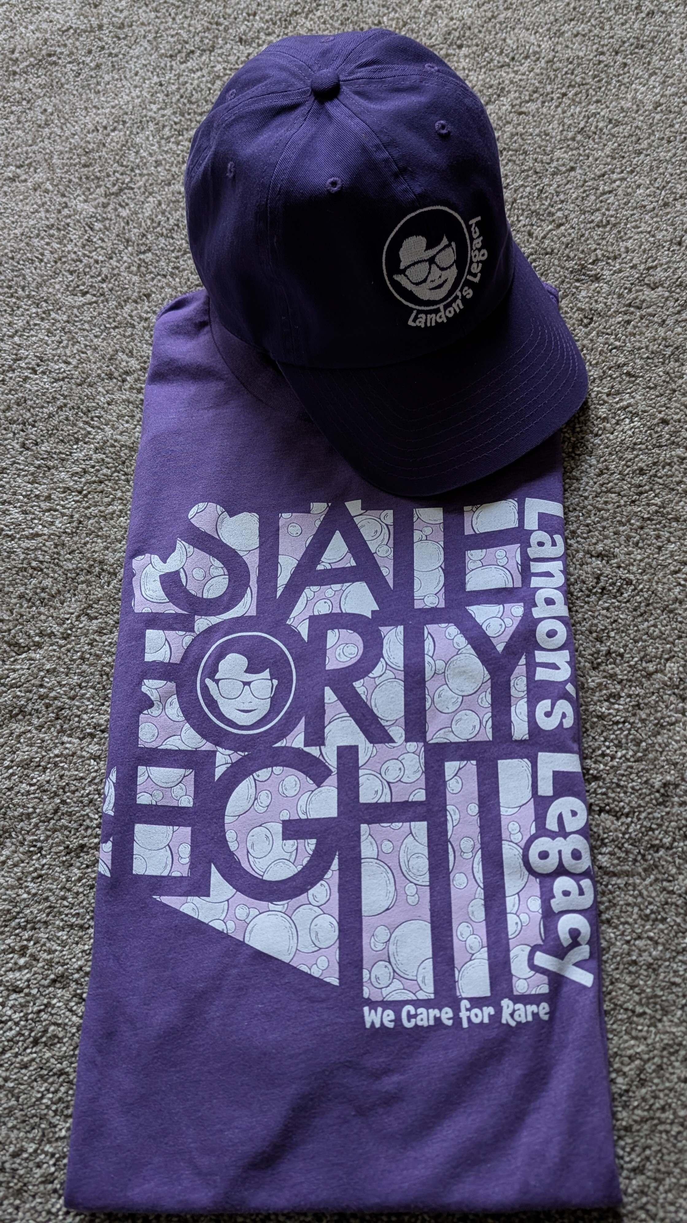 Picture of Landon's Legacy State 48 shirt and Landon's Legacy logo baseball hat.